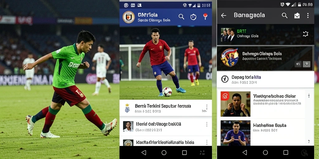 Antarmuka aplikasi 5RT dengan berita olahraga bola yang menarik.