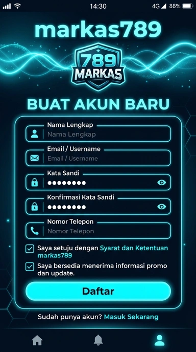 Tampilan halaman daftar markas789