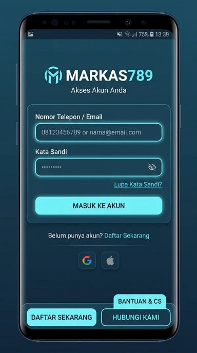 Tampilan halaman login markas789